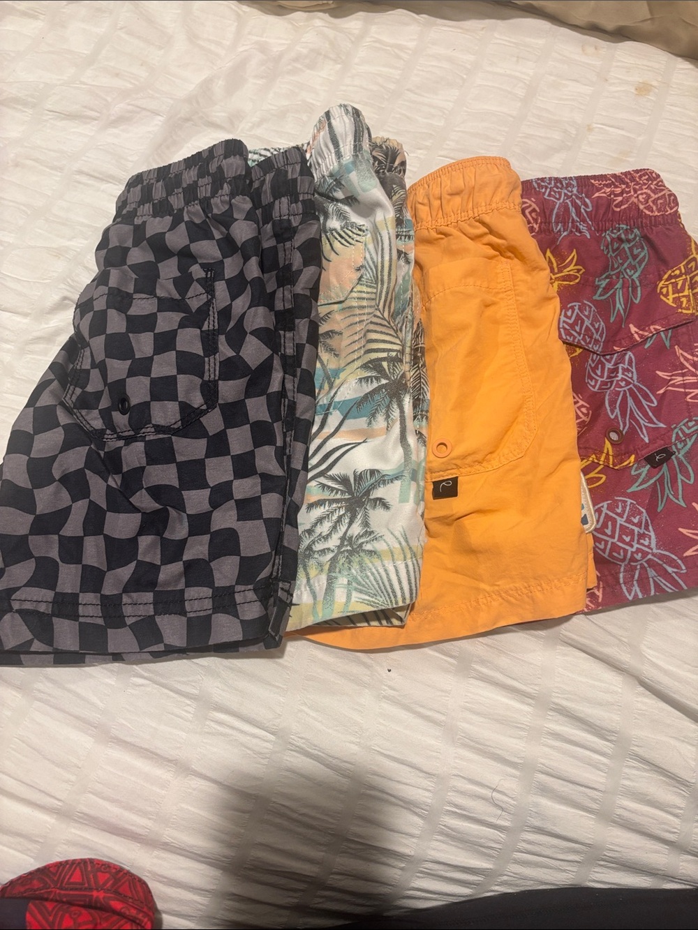 Boy Size 6/7 Bundle 4 Pairs Kids Checkerboard Swim Shorts - Black